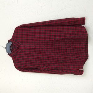 Arrow Poplin Red Black Plaid Long Sleeve Button Down Shirt Size Medium